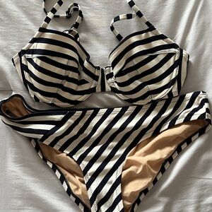 J Crew Striped Blue and White Bikini Set